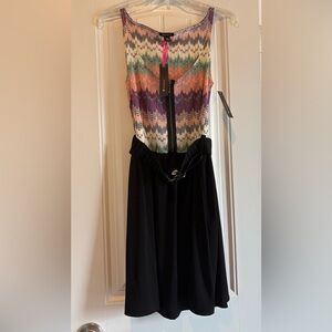 NWT I Heart Ronson Chevron Sleeveless Belt Dress